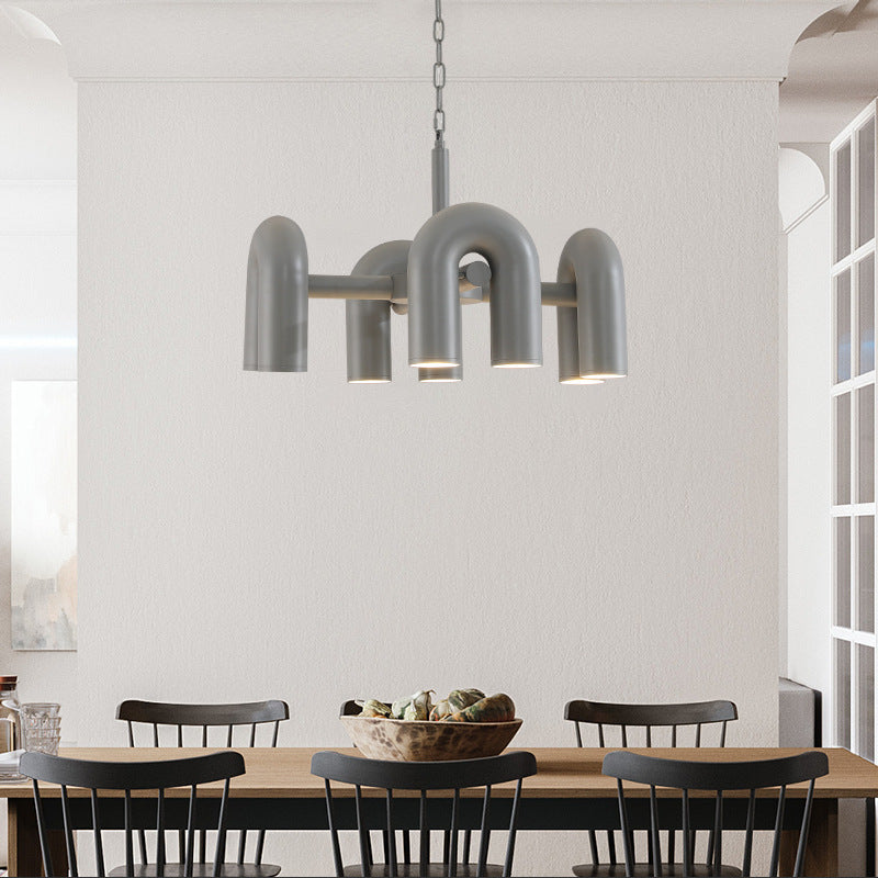 Industrial U-Shaped Ring Chandelier with LED