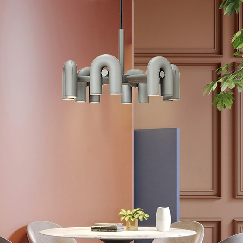 Industrial U-Shaped Ring Chandelier with LED