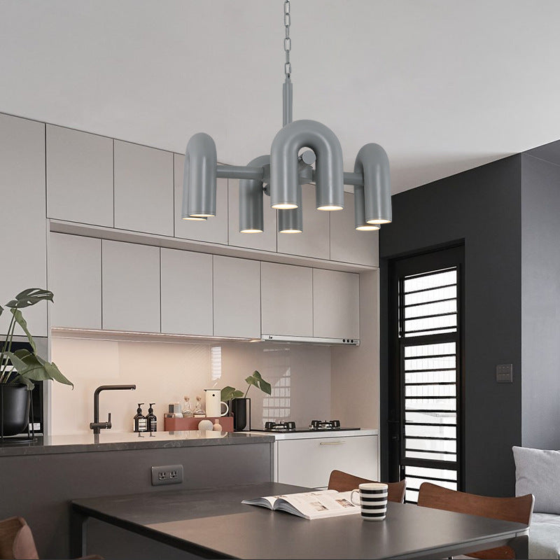 Industrial U-Shaped Ring Chandelier with LED