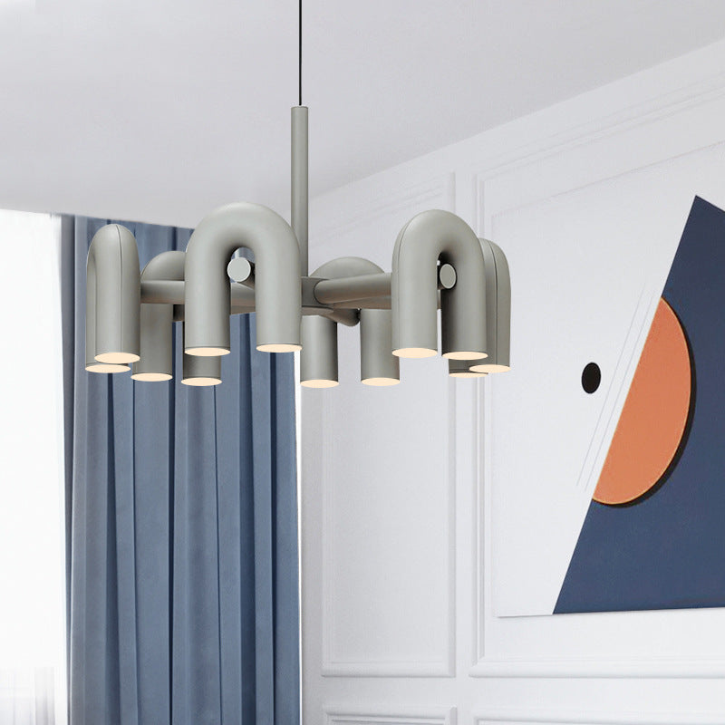 Industrial U-Shaped Ring Chandelier with LED