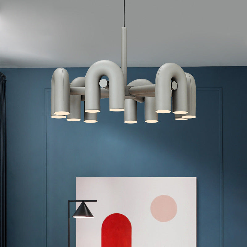 Industrial U-Shaped Ring Chandelier with LED