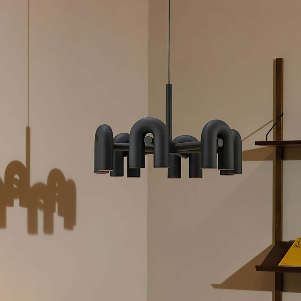 Industrial U-Shaped Ring Chandelier with LED