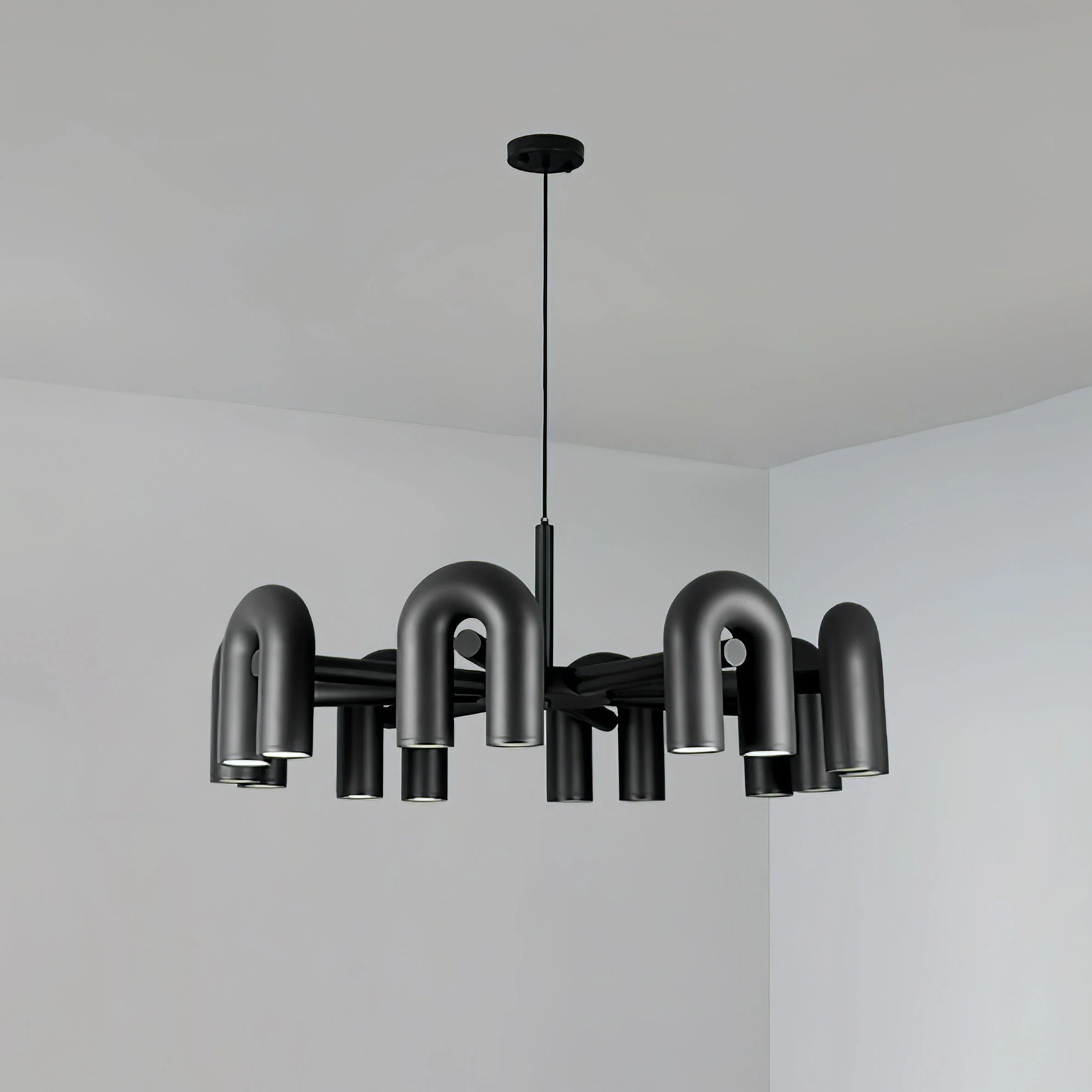 Industrial U-Shaped Ring Chandelier with LED
