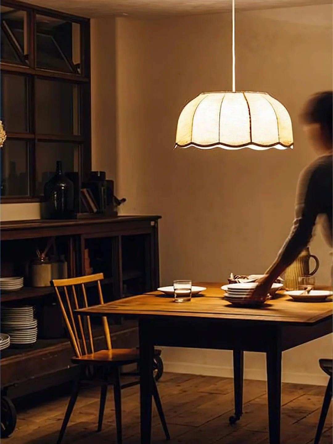 Embossed Wavy-Fluted Dome in Boho Pendant Light