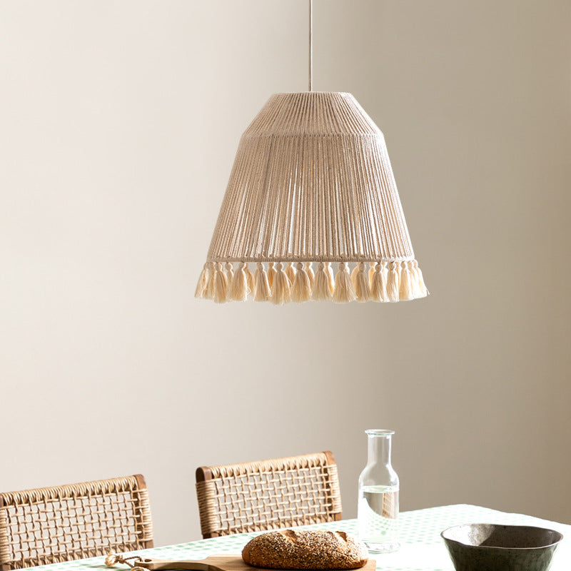 Boho Cone Pendant with Fringed Vertical Threads