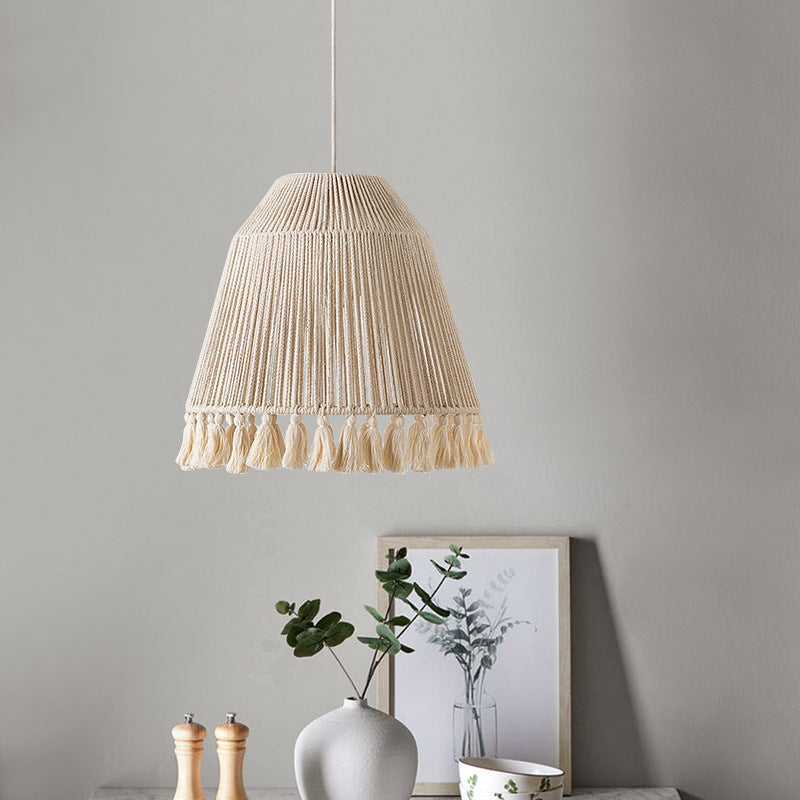 Boho Cone Pendant with Fringed Vertical Threads