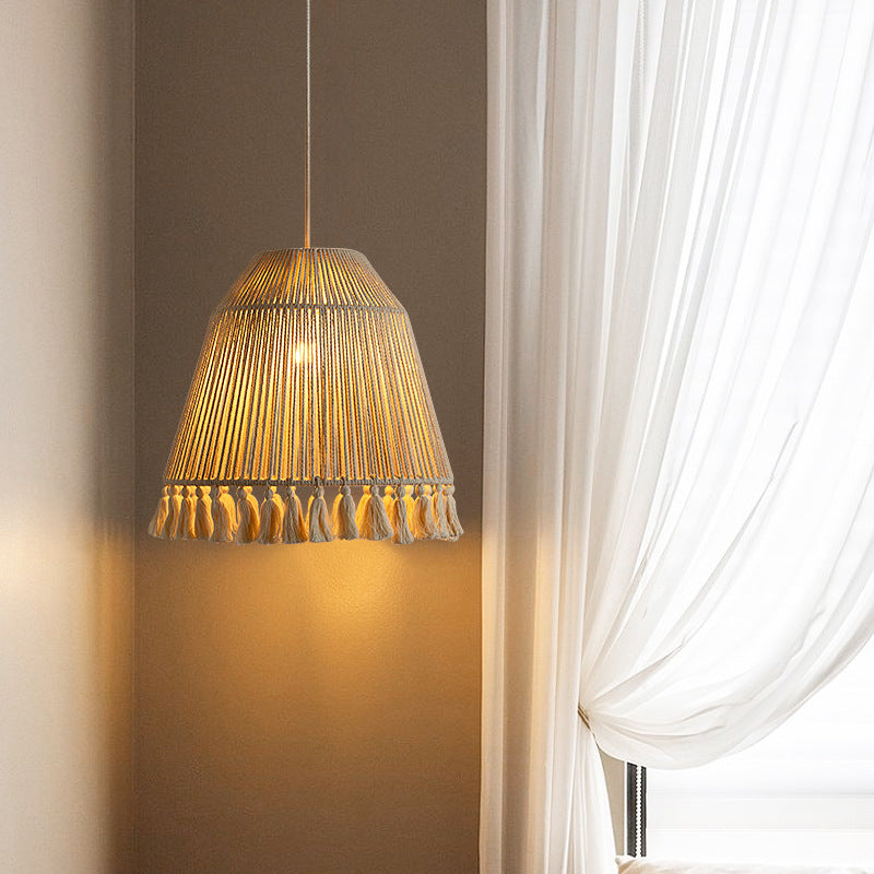Boho Cone Pendant with Fringed Vertical Threads