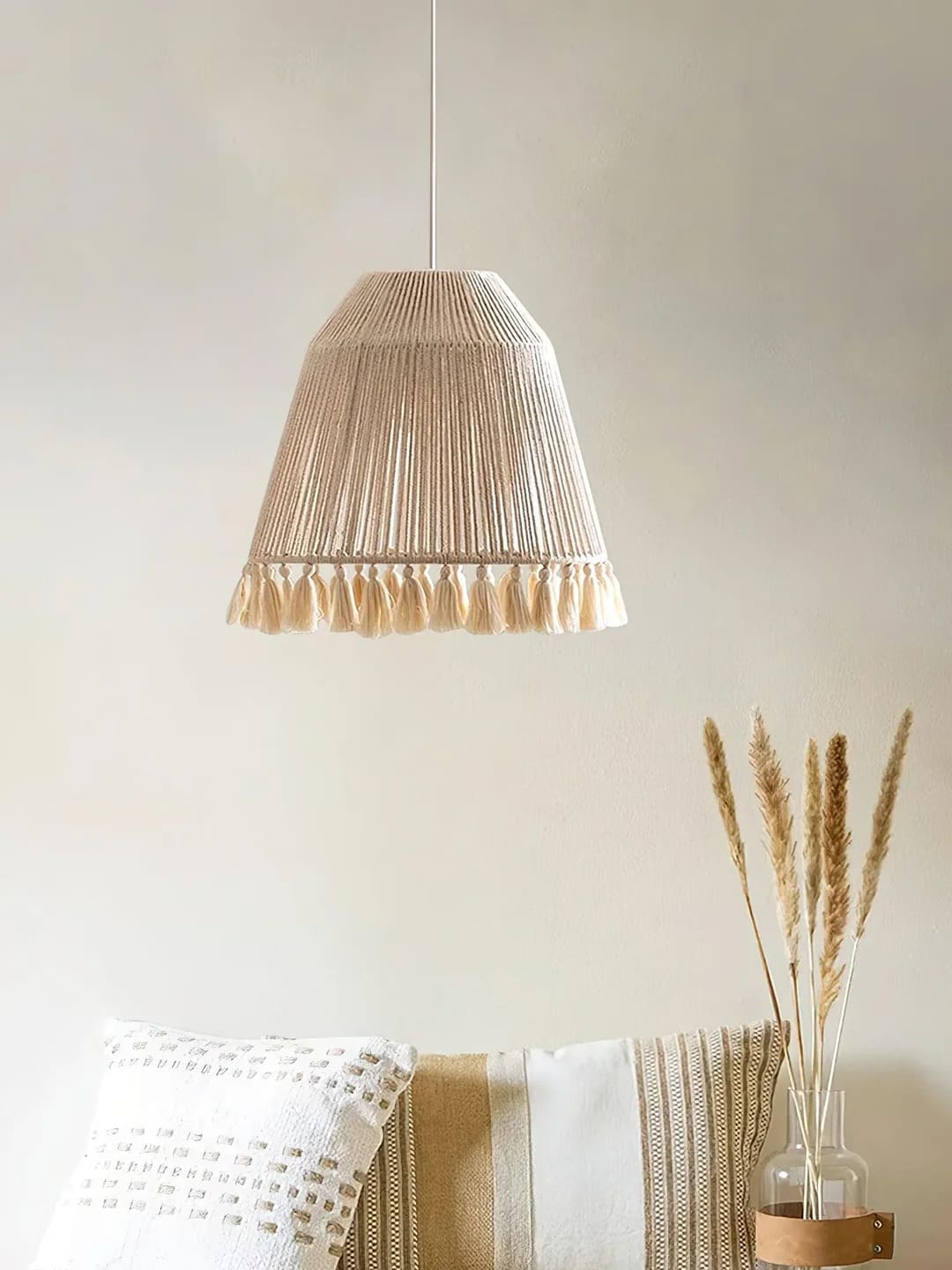 Boho Cone Pendant with Fringed Vertical Threads
