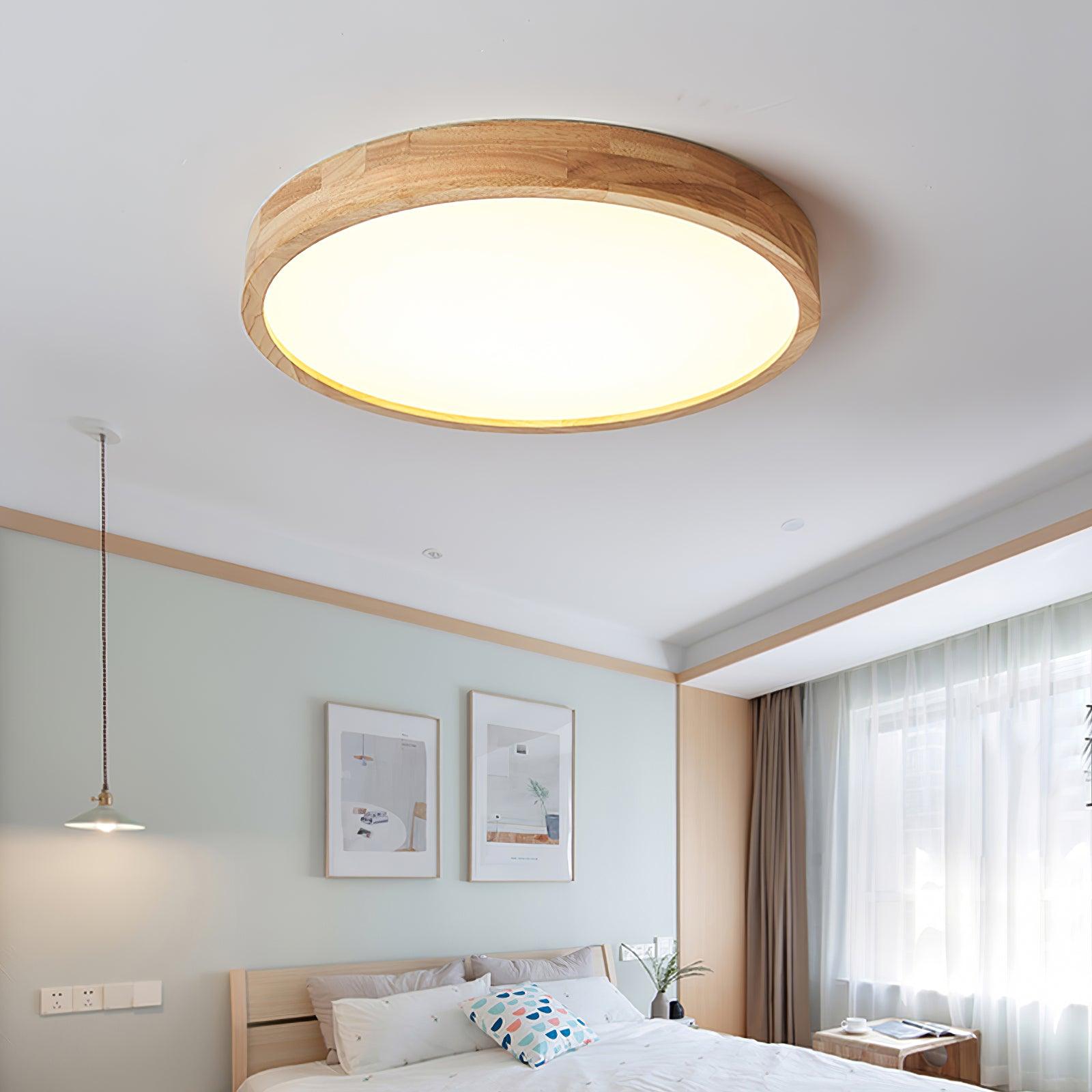 Natural Wood Ceiling Lamp – Stylish Geometric Shapes