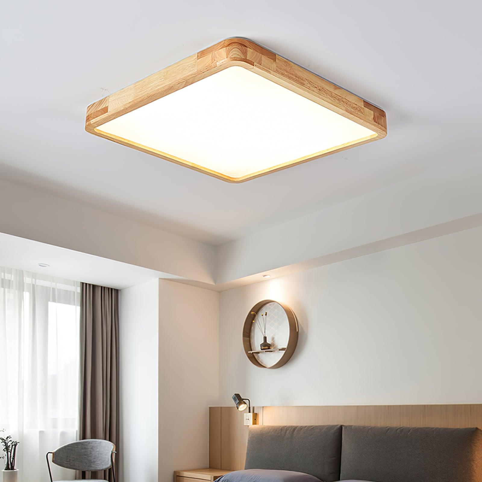 Natural Wood Ceiling Lamp – Stylish Geometric Shapes
