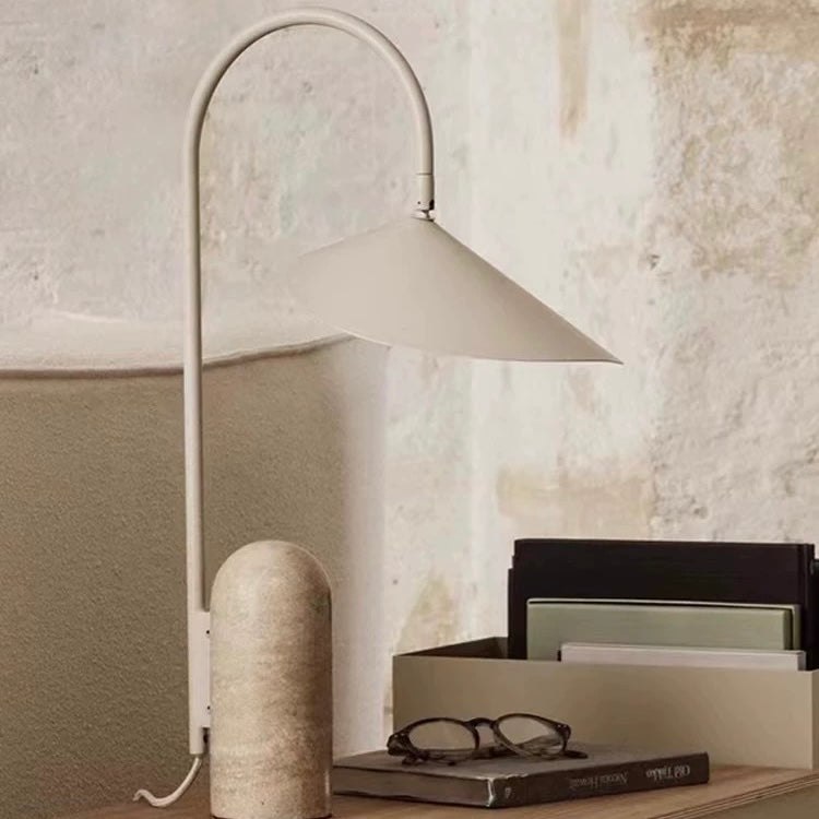 Minimalist Marble Table Lamp with Conical Shade