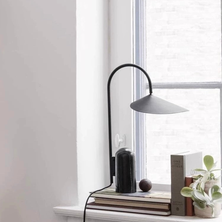 Minimalist Marble Table Lamp with Conical Shade