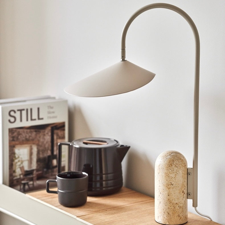 Minimalist Marble Table Lamp with Conical Shade
