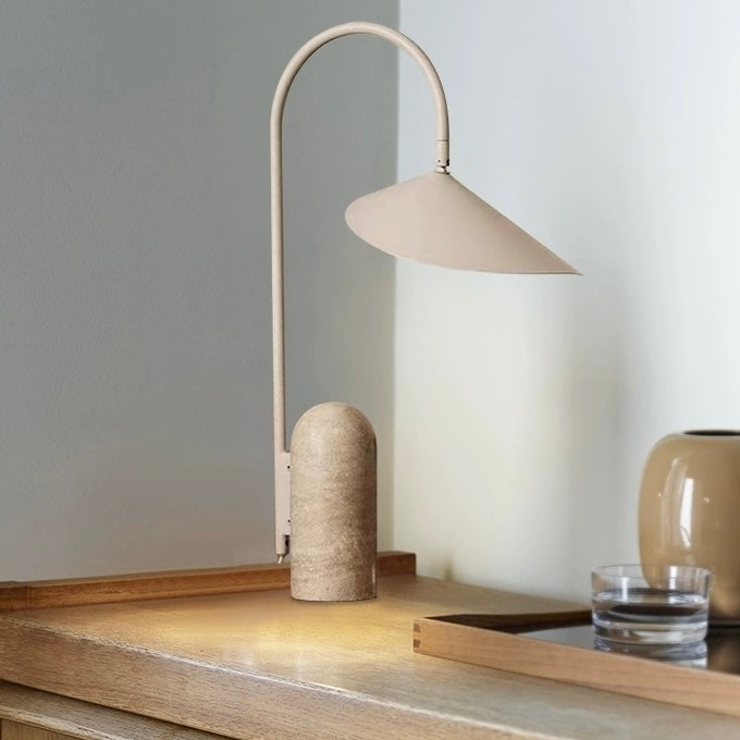 Minimalist Marble Table Lamp with Conical Shade