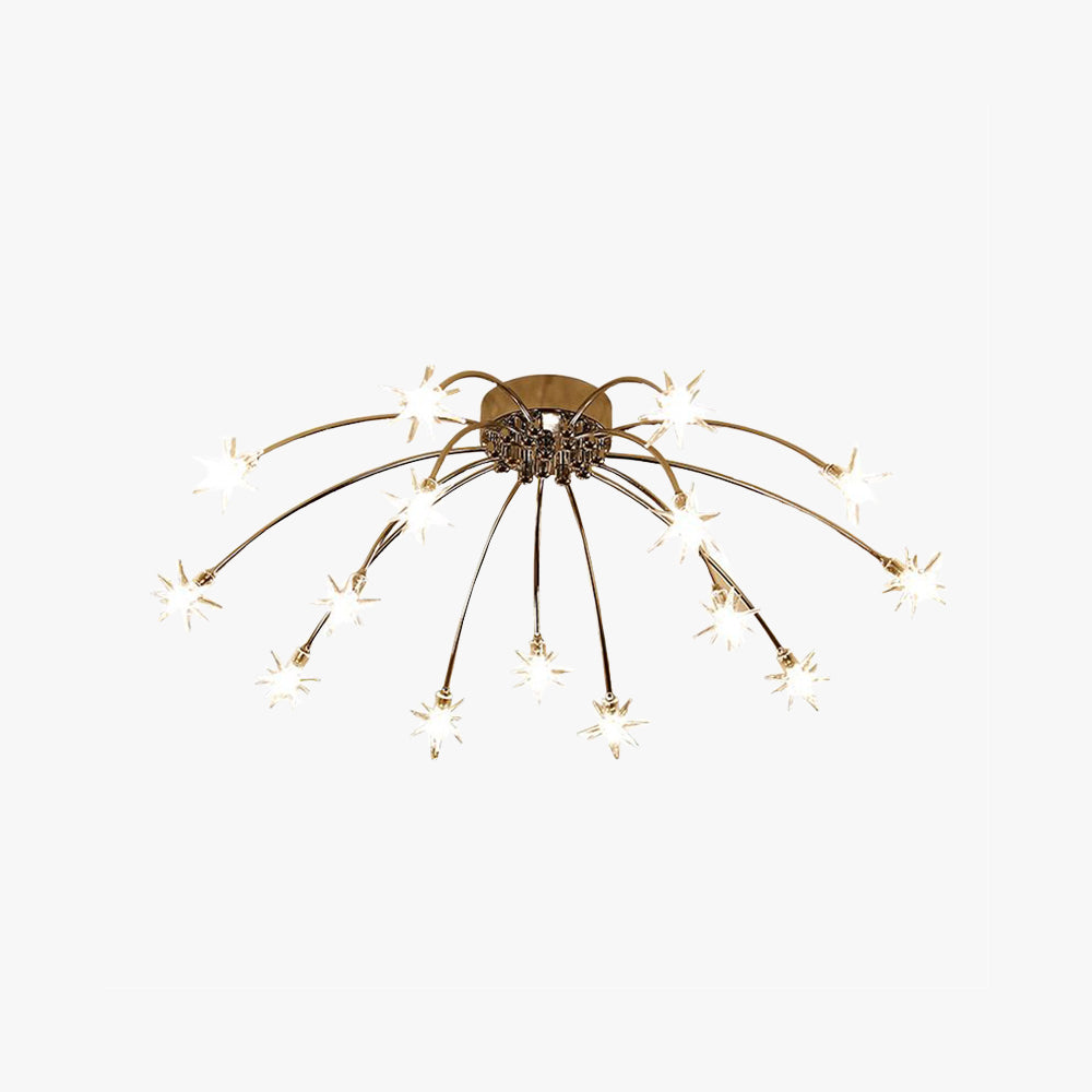 Modern Curved Star-Arm Semi-Flush Mount Light