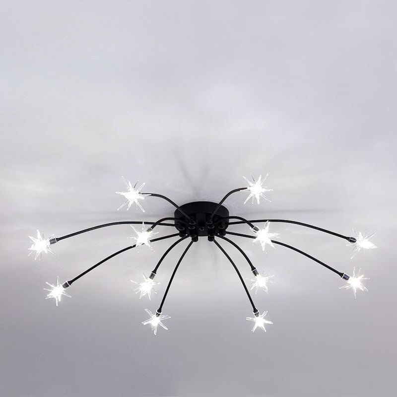 Modern Curved Star-Arm Semi-Flush Mount Light