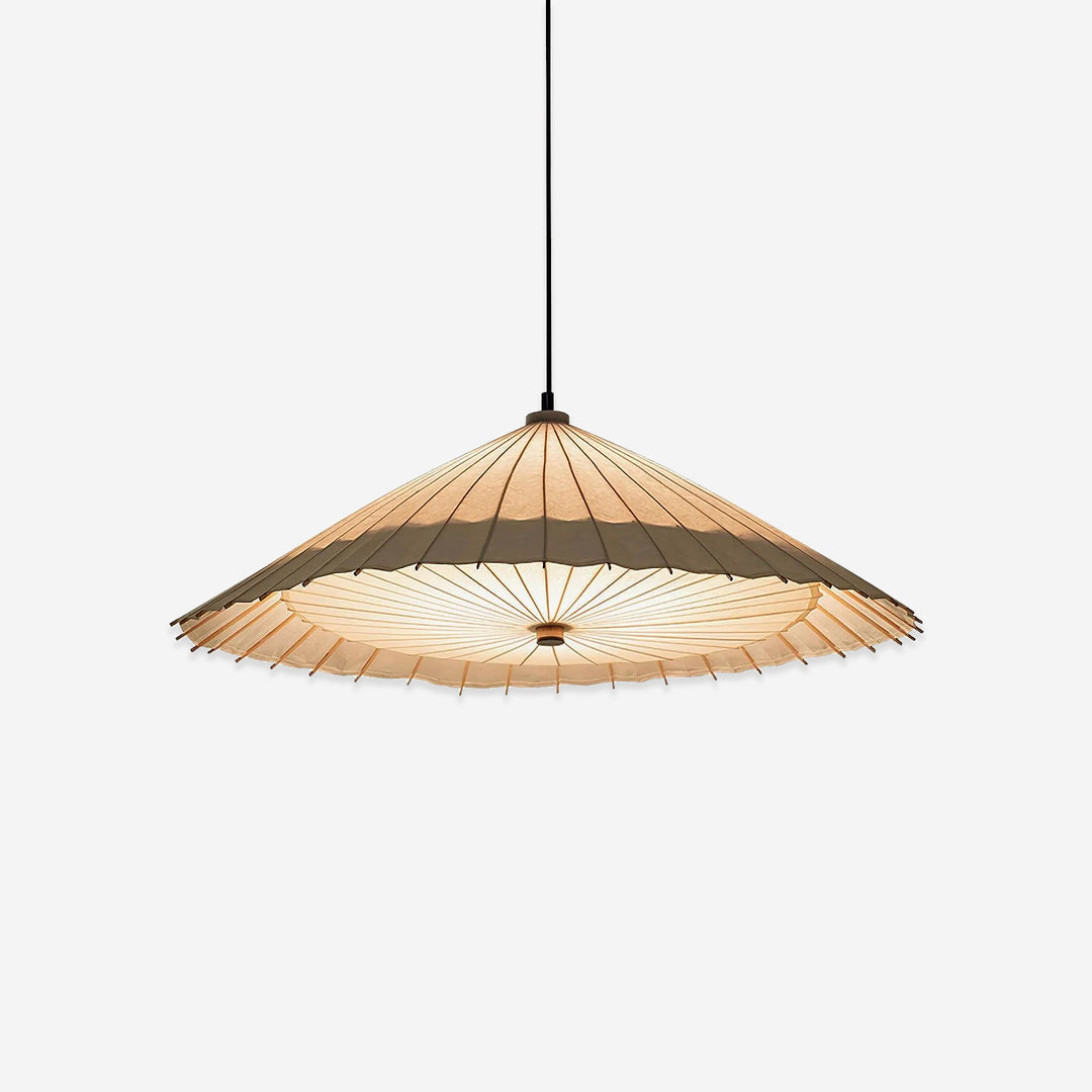 Japanese Pendant Light with Broad Umbrella Shade