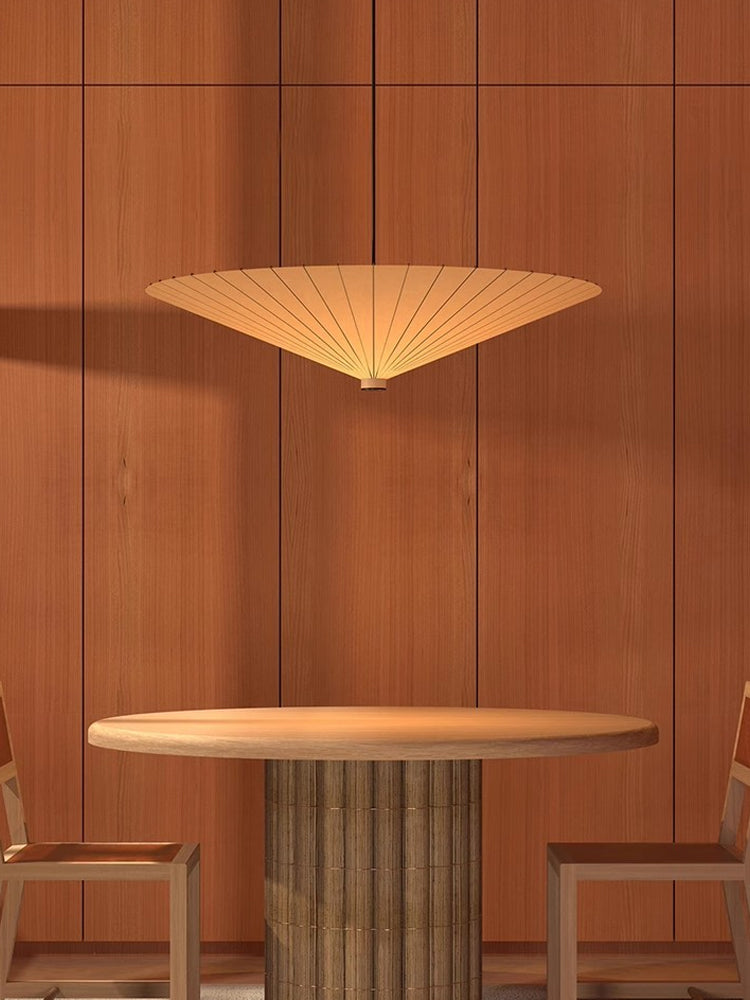 Japanese Pendant Light with Broad Umbrella Shade