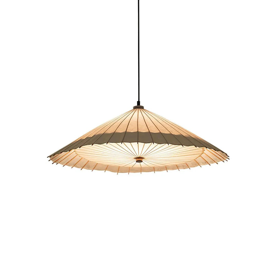 Japanese Pendant Light with Broad Umbrella Shade