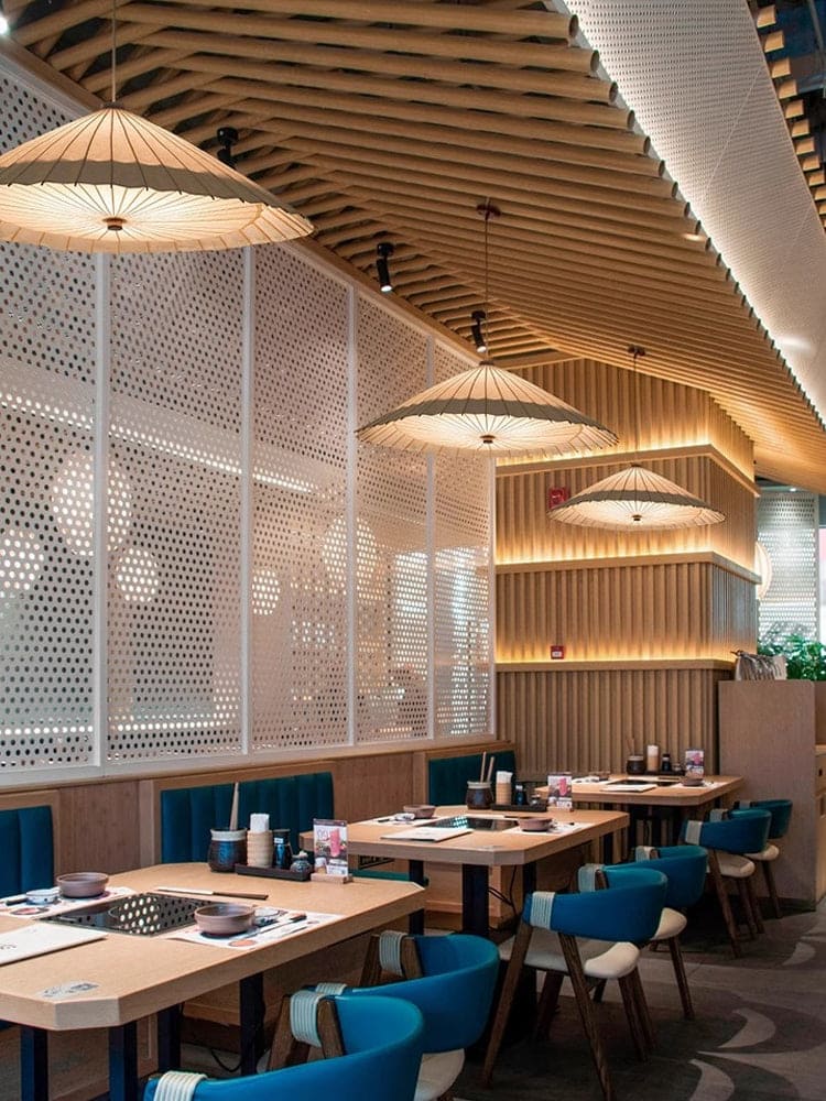 Japanese Pendant Light with Broad Umbrella Shade