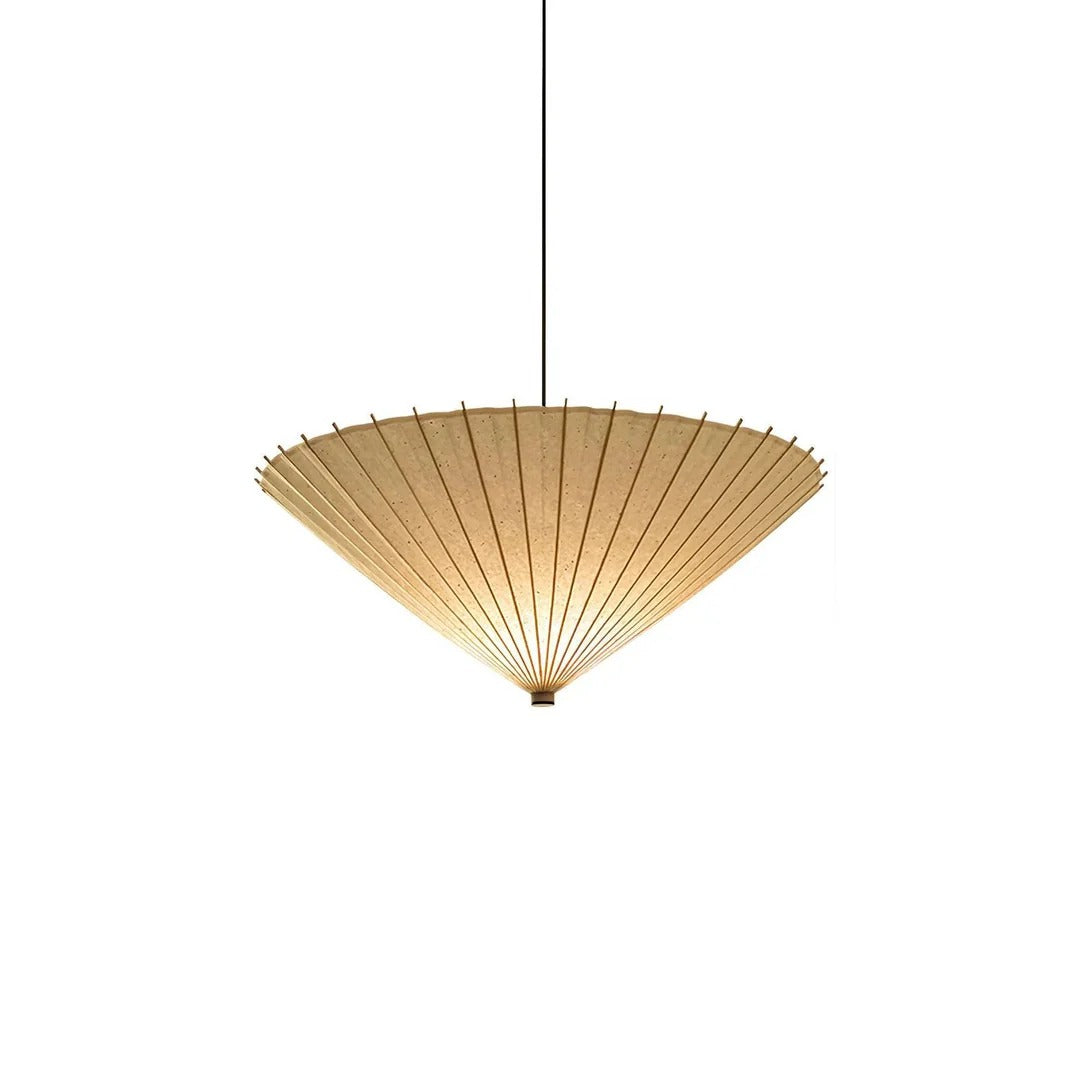 Japanese Pendant Light with Broad Umbrella Shade