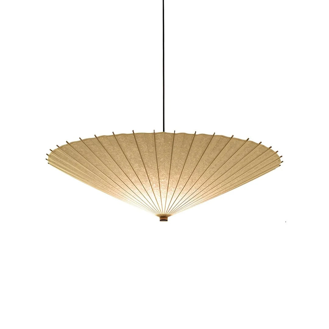 Japanese Pendant Light with Broad Umbrella Shade