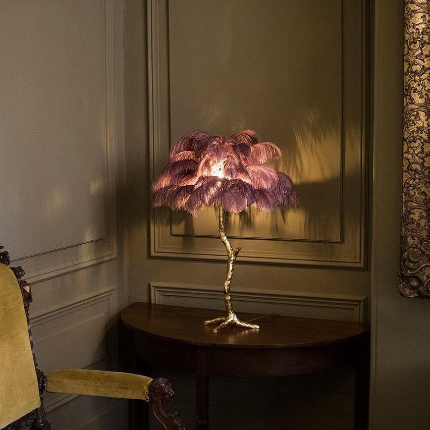 Art Deco Table Lamp – Curved Feather Arrangement