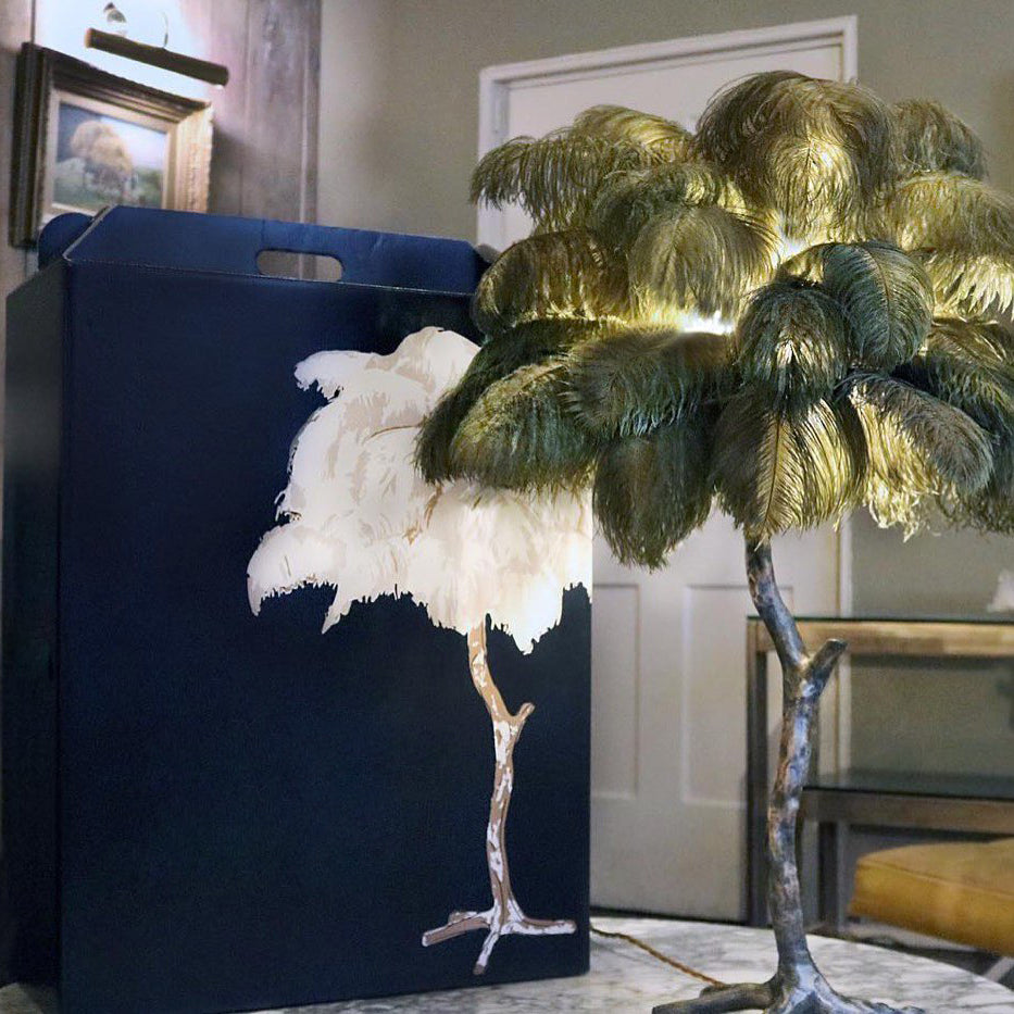 Art Deco Table Lamp – Curved Feather Arrangement