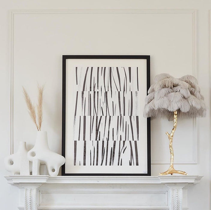 Art Deco Table Lamp – Curved Feather Arrangement