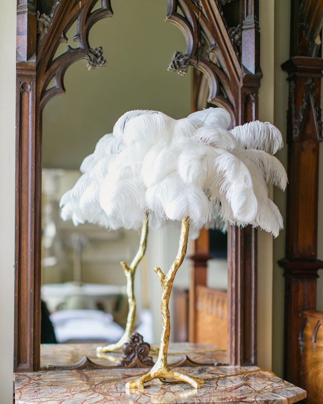 Art Deco Table Lamp – Curved Feather Arrangement