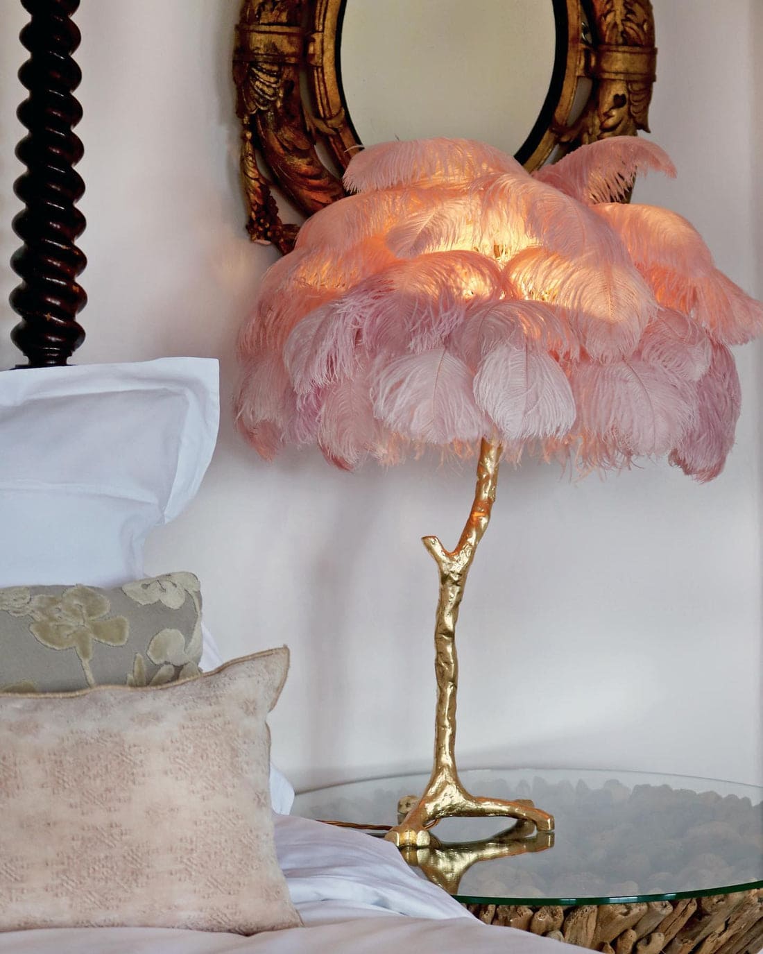Art Deco Table Lamp – Curved Feather Arrangement