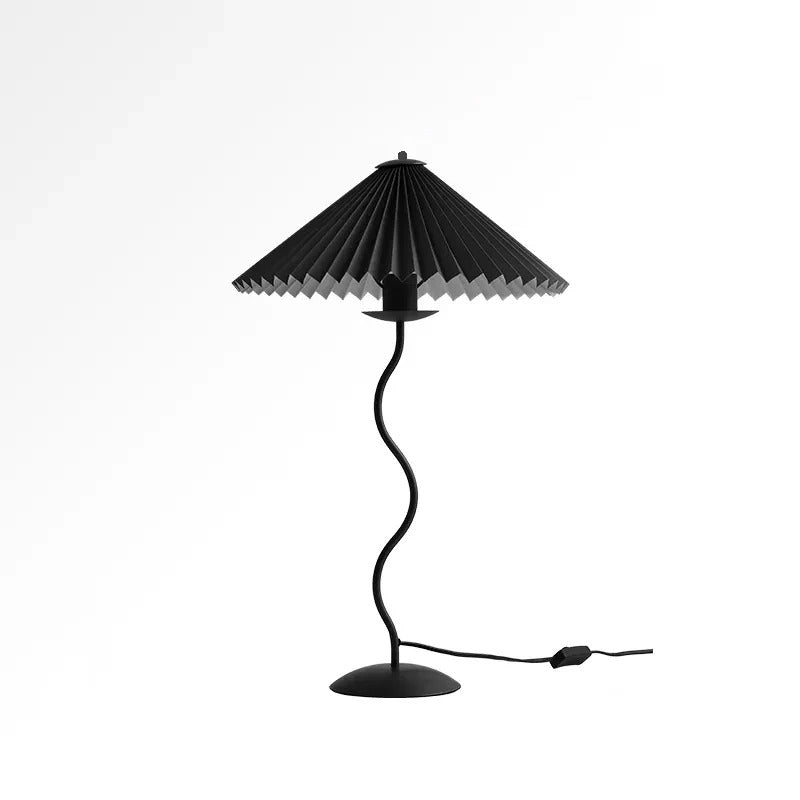 Vintage Table Lamp with Pleated-cone/Wavy-leg Design