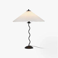 Vintage Table Lamp with Pleated-cone/Wavy-leg Design