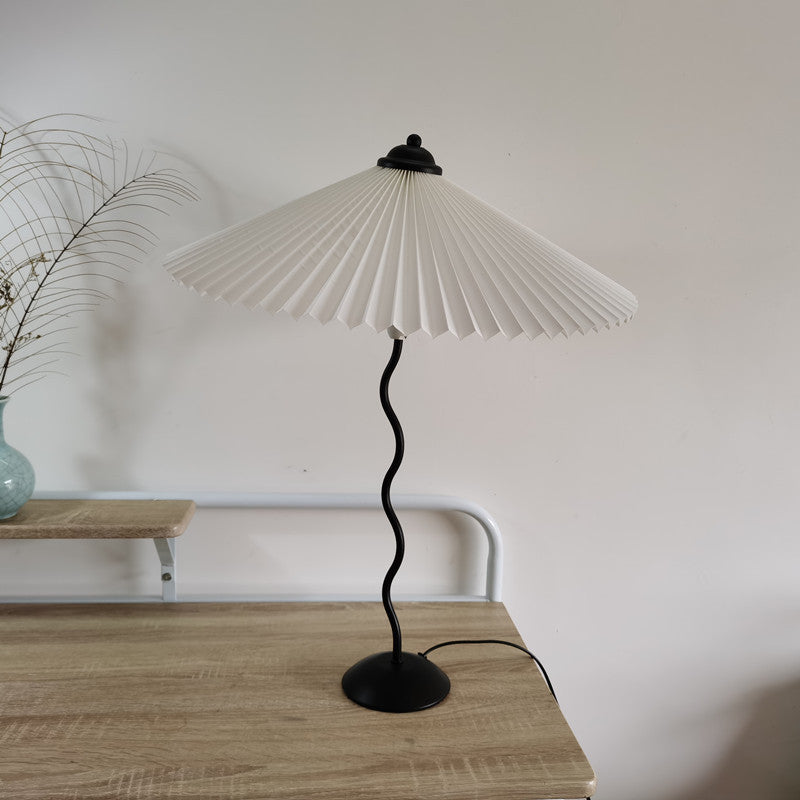 Vintage Table Lamp with Pleated-cone/Wavy-leg Design