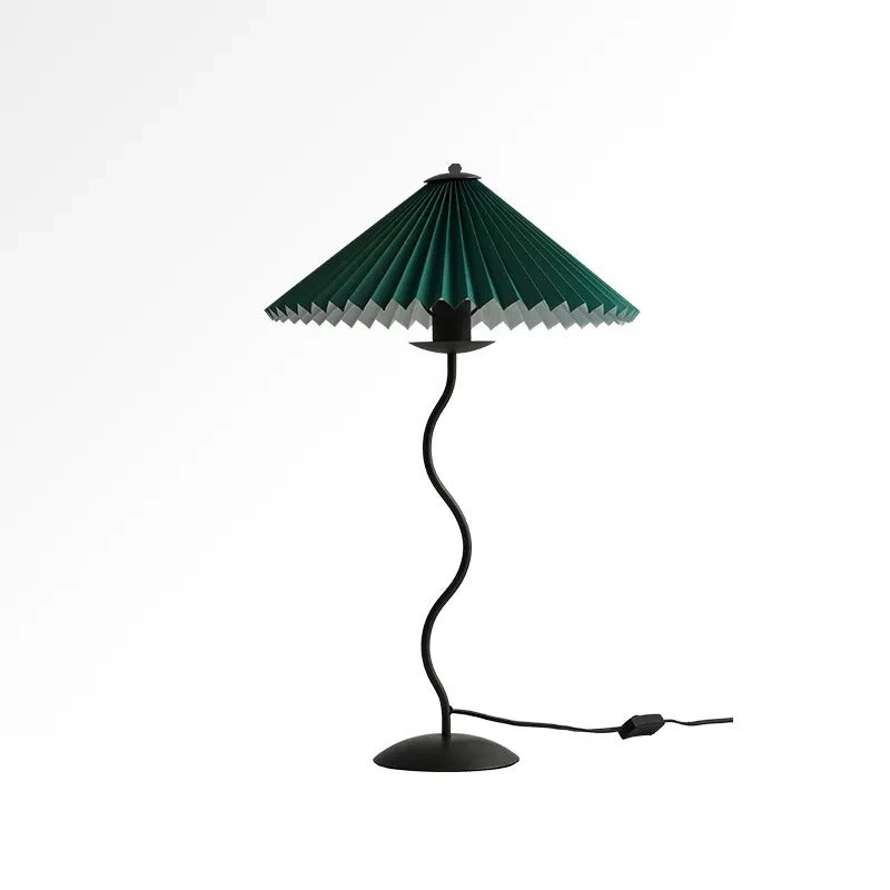 Vintage Table Lamp with Pleated-cone/Wavy-leg Design