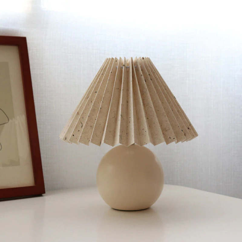 Rattan Ball Lamp with Pleated Lampshade - Vintage Charm for Any Room