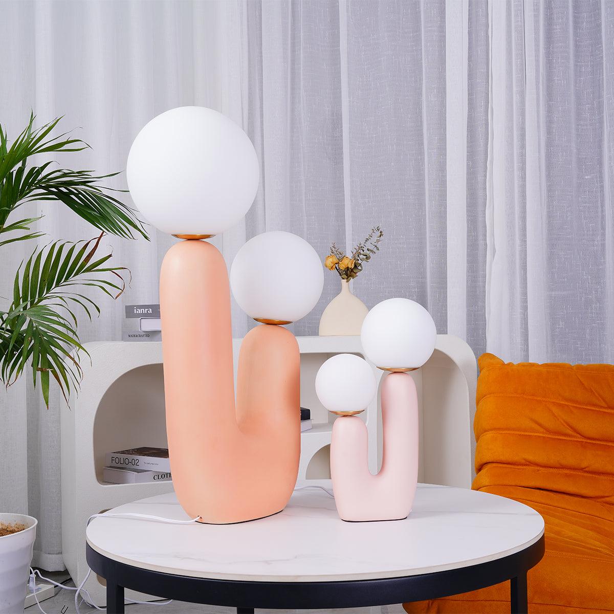 Minimalist U-Shaped Table Lamp with Twin Spheres