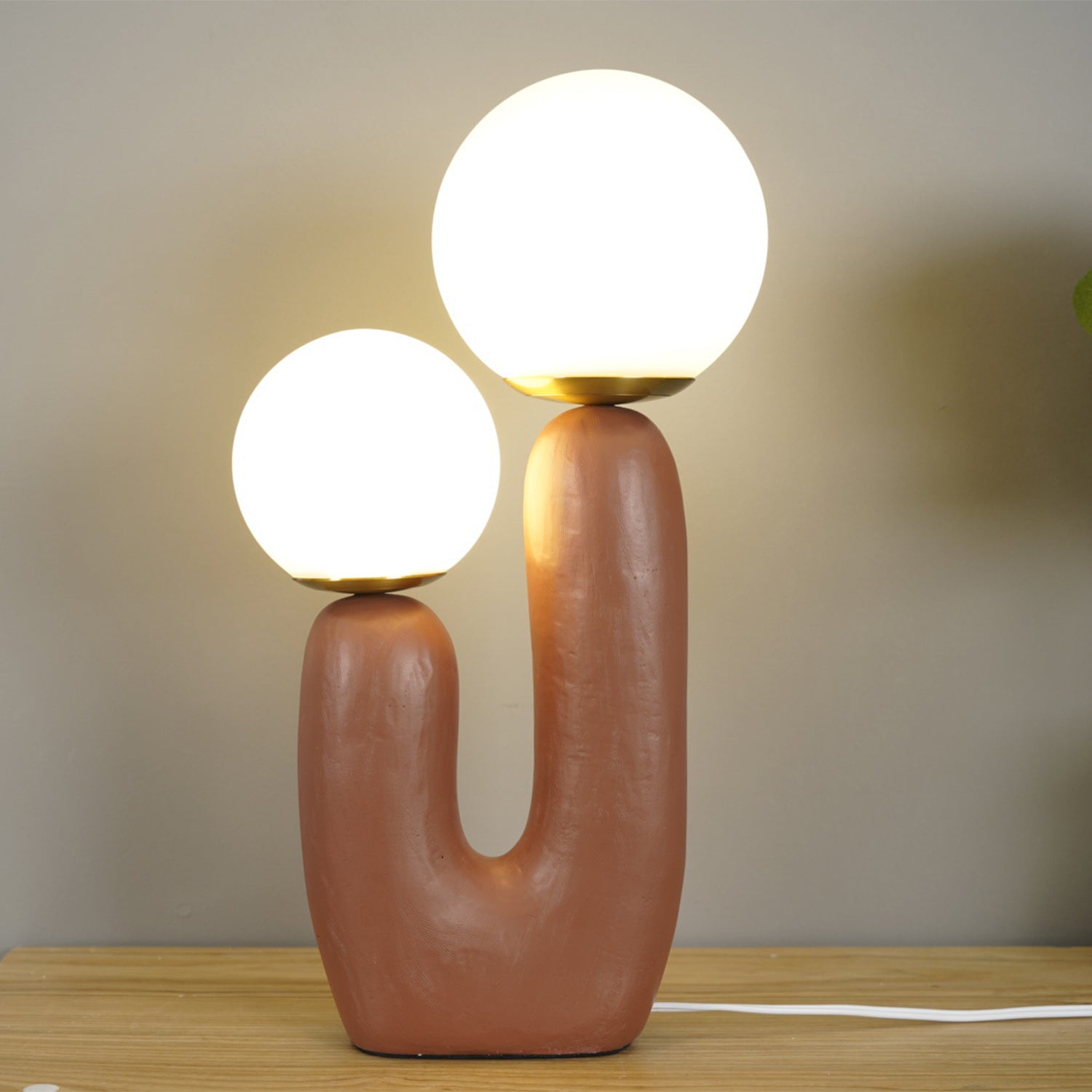 Minimalist U-Shaped Table Lamp with Twin Spheres