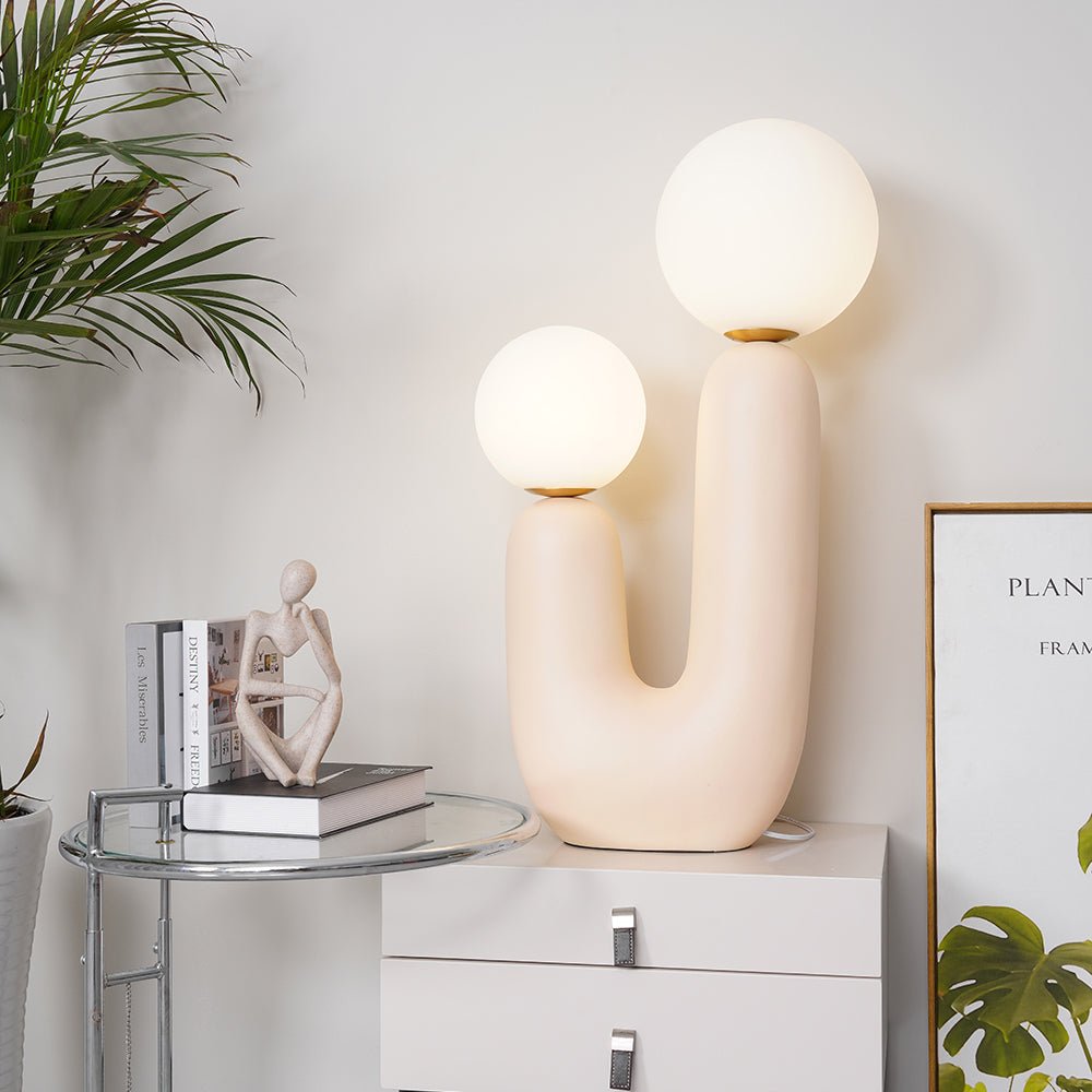 Minimalist U-Shaped Table Lamp with Twin Spheres