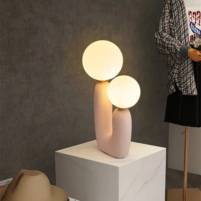 Minimalist U-Shaped Table Lamp with Twin Spheres