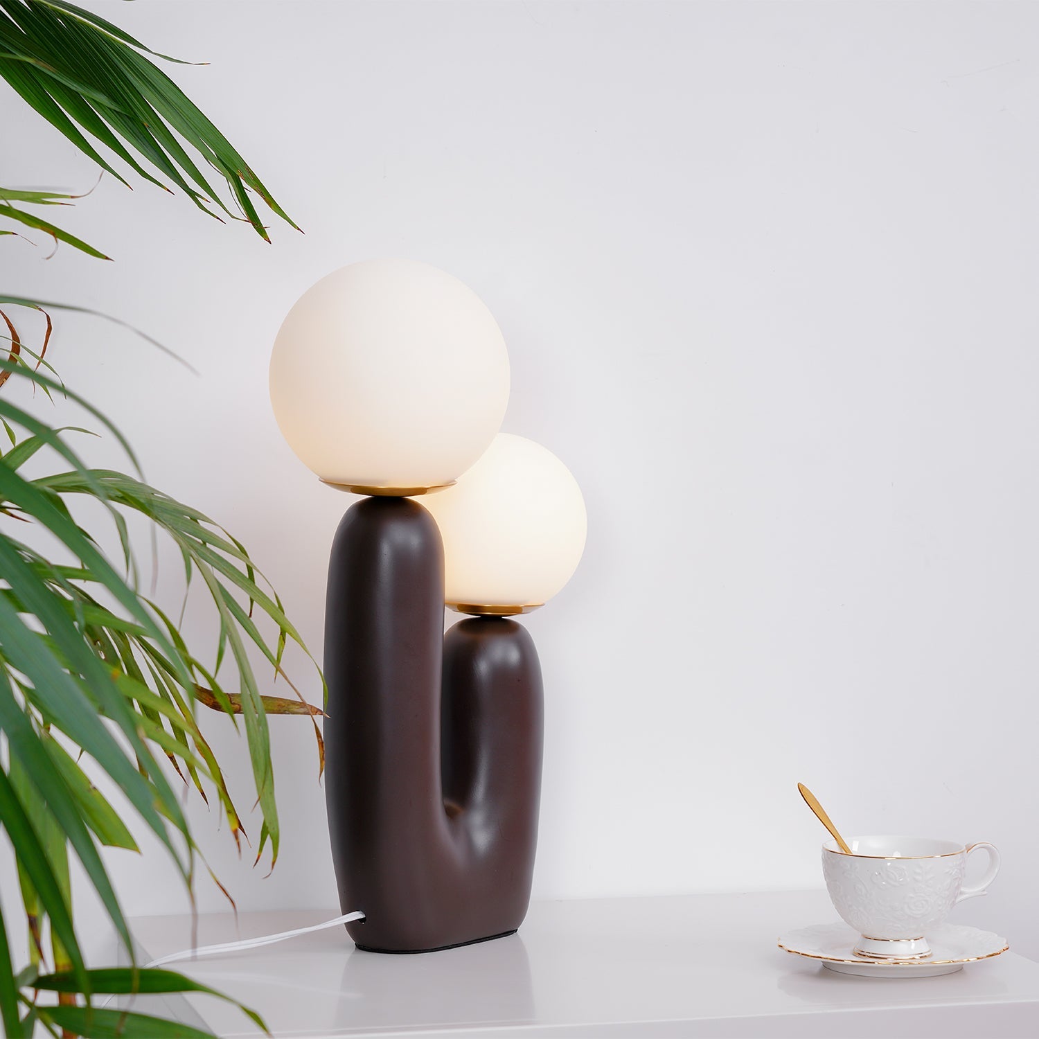 Minimalist U-Shaped Table Lamp with Twin Spheres