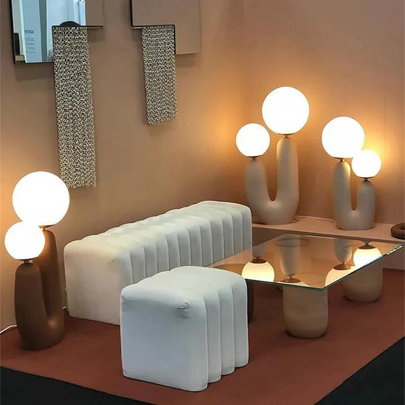 Minimalist U-Shaped Table Lamp with Twin Spheres