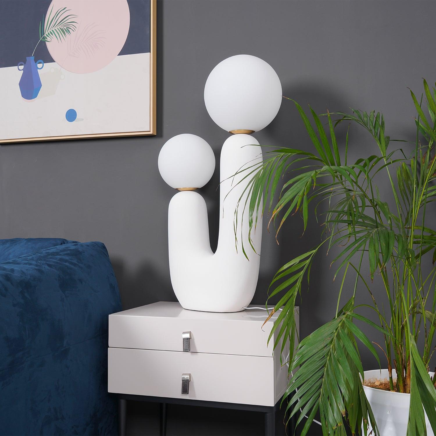 Minimalist U-Shaped Table Lamp with Twin Spheres