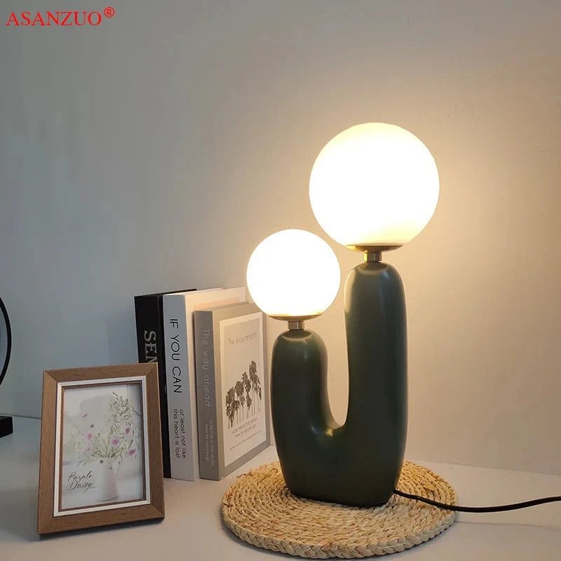 Minimalist U-Shaped Table Lamp with Twin Spheres