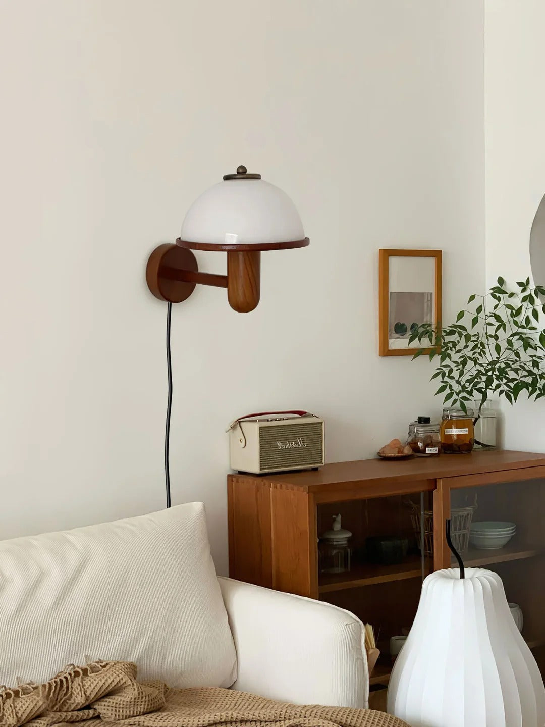 Mid-Century Modern Hemispherical Plug-In Wall Sconce