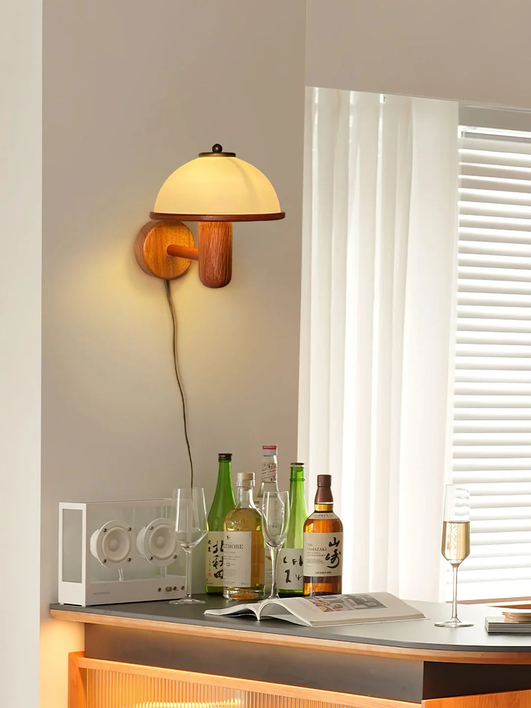 Mid-Century Modern Hemispherical Plug-In Wall Sconce