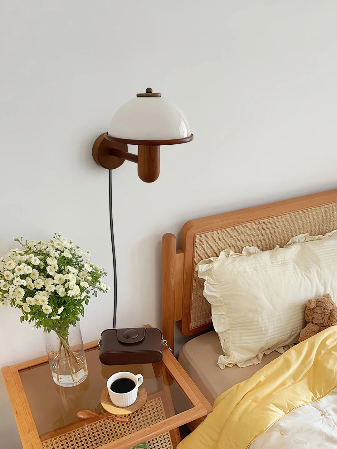 Mid-Century Modern Hemispherical Plug-In Wall Sconce