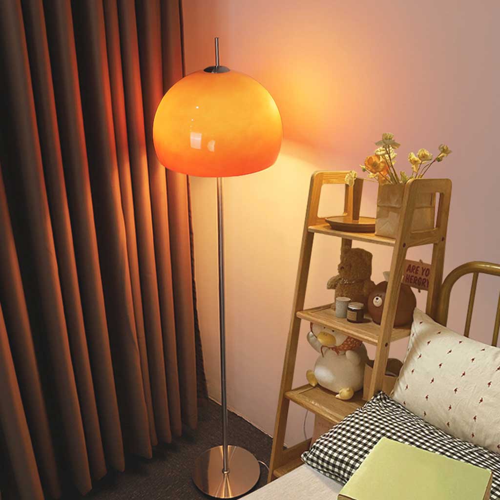 Mid-Century Hemispherical Floor Lamp with Dome Shade