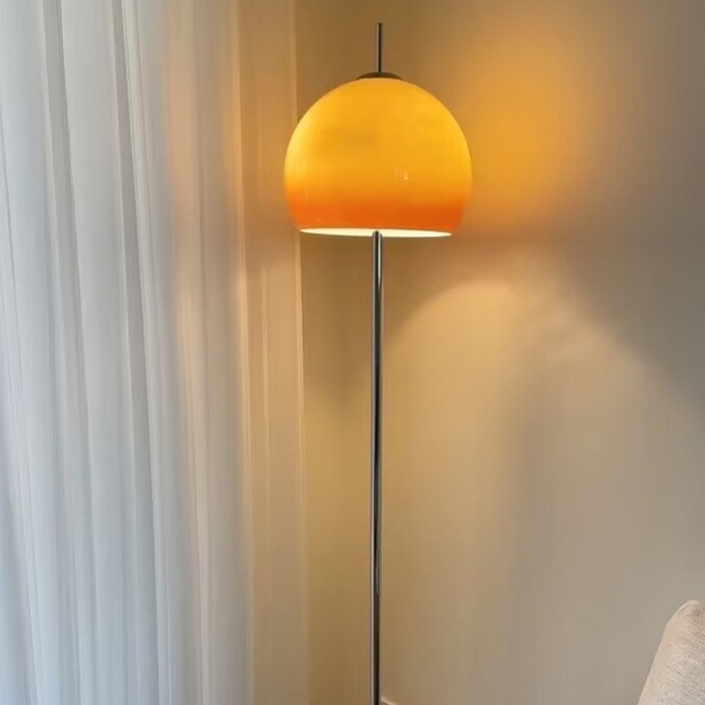 Mid-Century Hemispherical Floor Lamp with Dome Shade