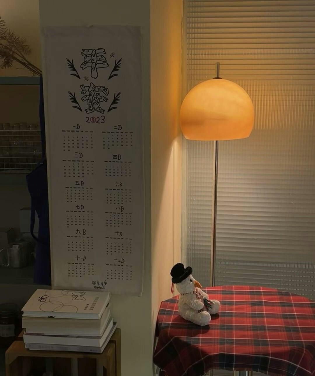 Mid-Century Hemispherical Floor Lamp with Dome Shade